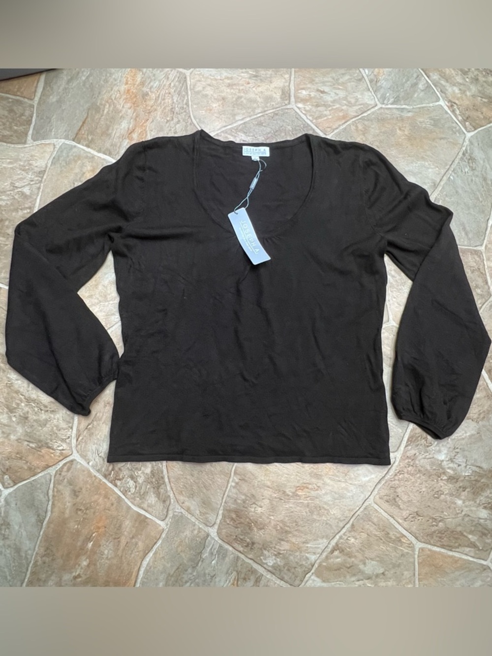 Joseph A Brown Blouse XL Long Sleeve Scoop Neck Lightweight Rayon Blend Top NWT